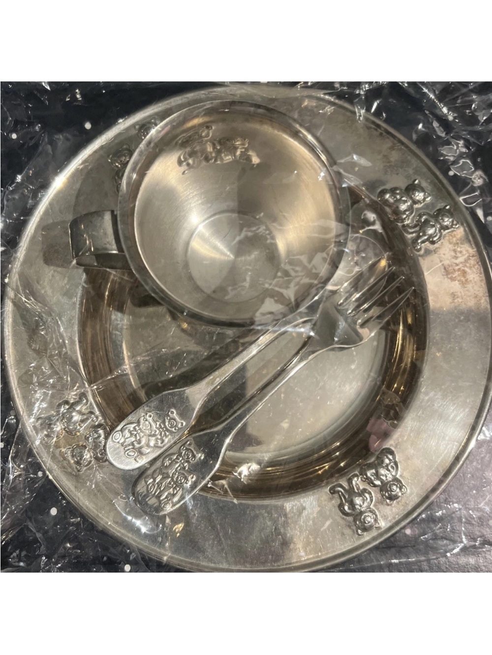 VTG Selandia Stainless Steel Child's Spoon Fork Cup Plate Set - Bears - Vietnam